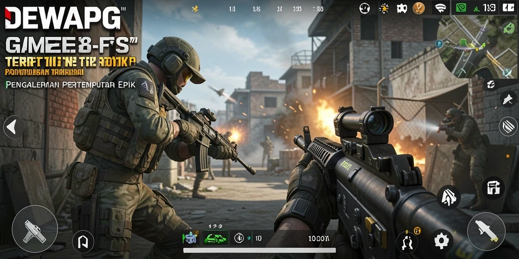 Tampilan gameplay mendebarkan dari DEWAPG dengan aksi FPS yang intens.