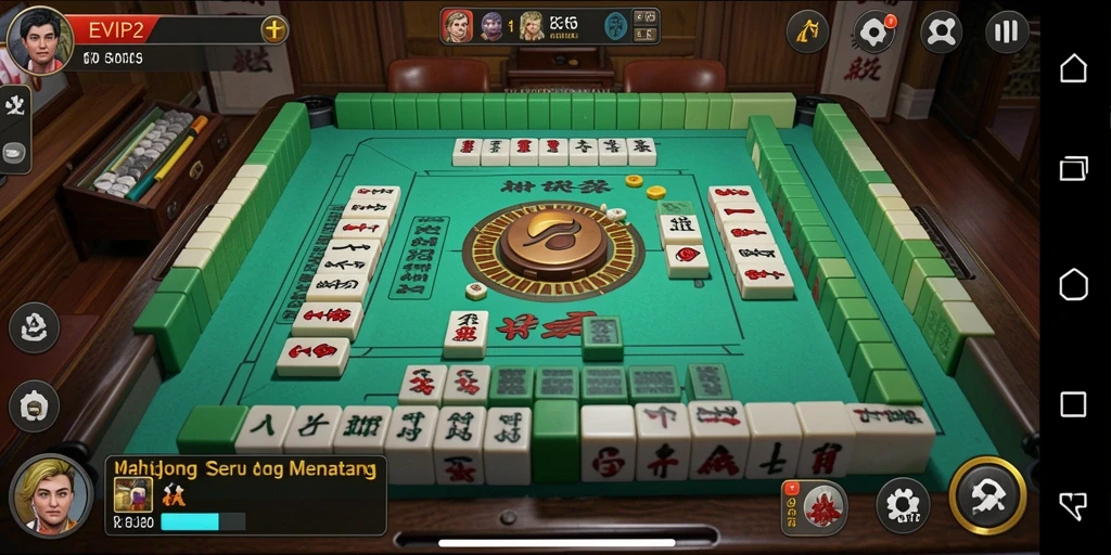 Screenshot gameplay EVIP2 menunjukkan atmosfer Mahjong yang menarik dan menantang.