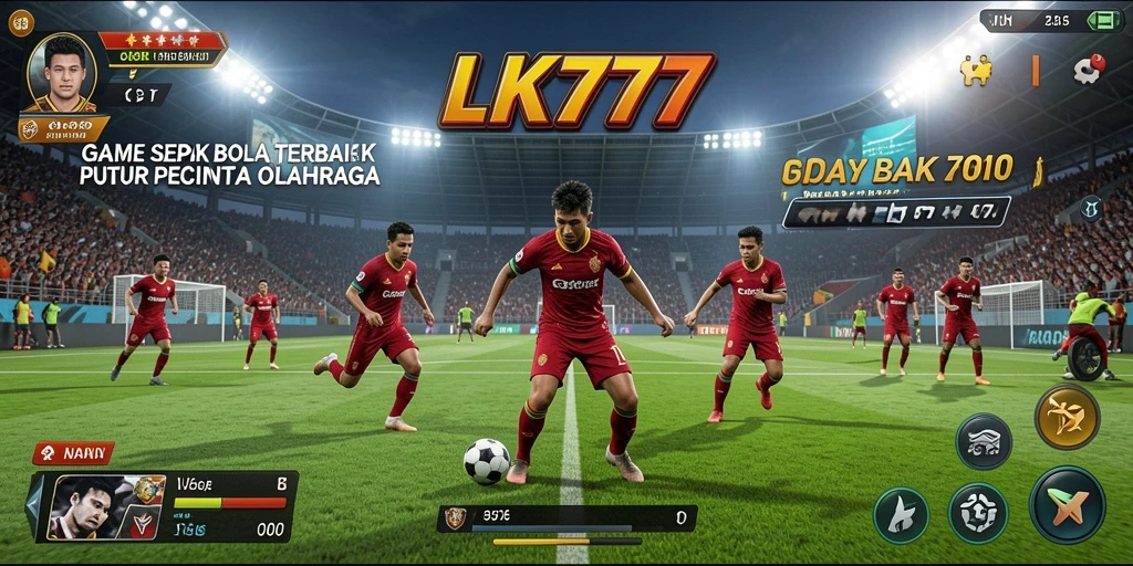 Tampilan gameplay LK777 saat pertandingan sepak bola di lapangan.