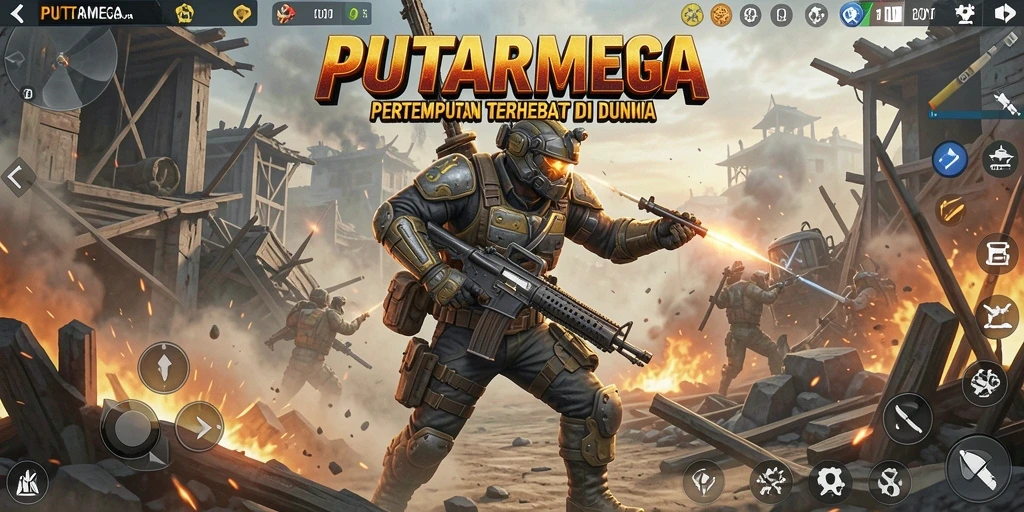 Tampilan gameplay seru dari PUTARMEGA dengan aksi Battle Royale intens.