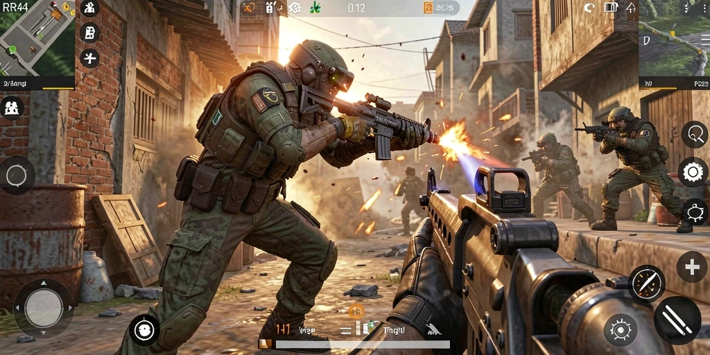 Tampilan gameplay intens dalam RR44 dengan pertempuran yang mendebarkan.