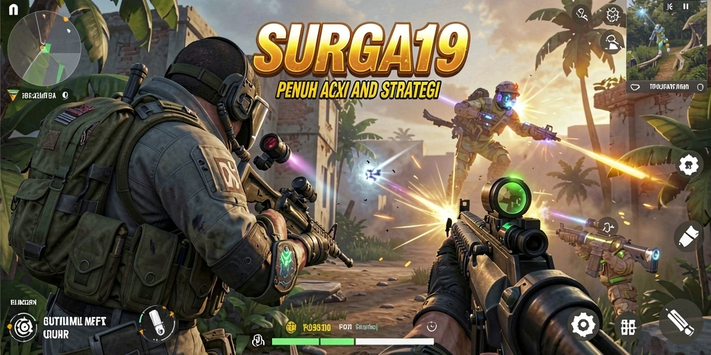 Screenshot menunjukkan aksi intens dalam gameplay SURGA19 dengan visual yang menakjubkan.