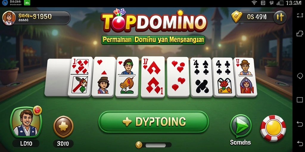 Gameplay menarik dalam aplikasi TOPDOMINO dengan tampilan intuitif dan interaktif.